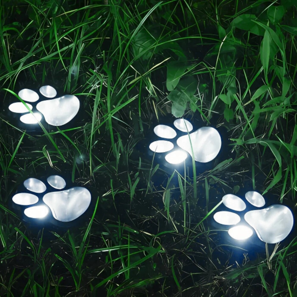 Solar-Powered Paw Print Path Lights - Waterproof Outdoor Garden Decor