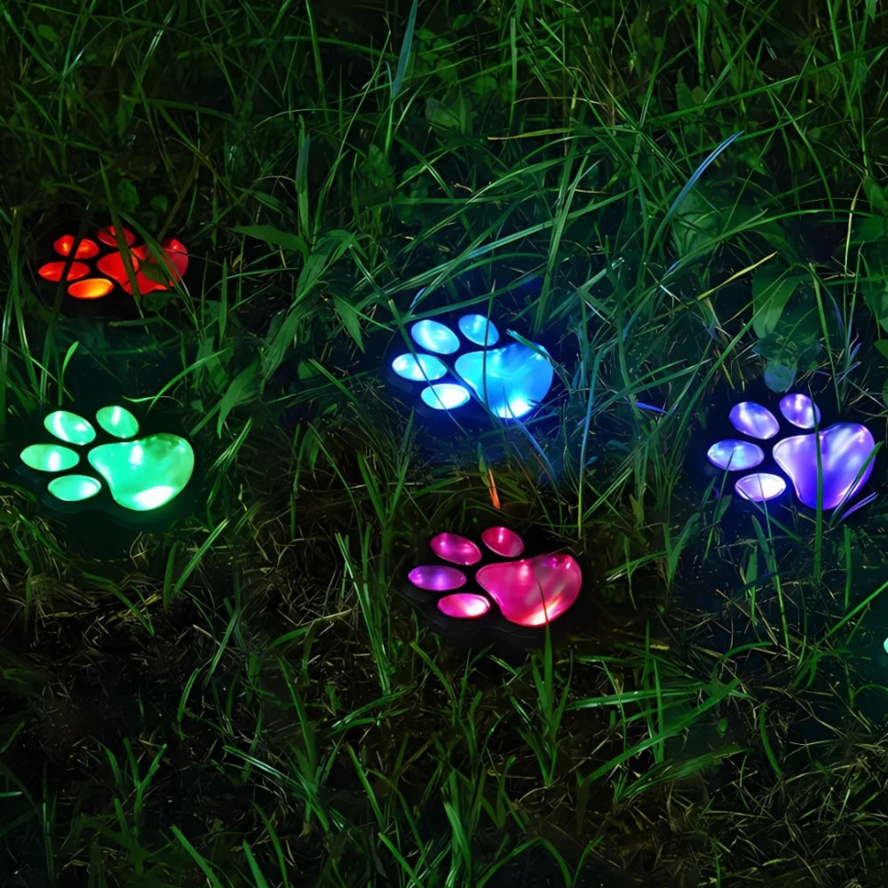 Solar-Powered Paw Print Path Lights - Waterproof Outdoor Garden Decor