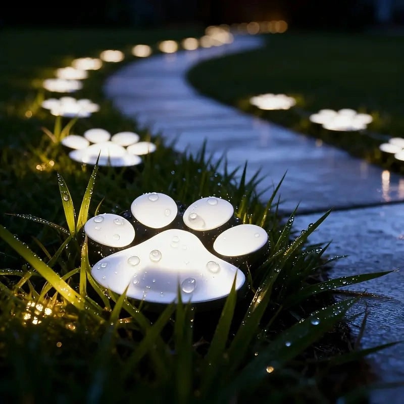 Solar-Powered Paw Print Path Lights - Waterproof Outdoor Garden Decor