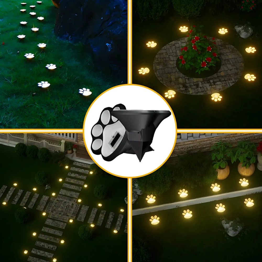 Solar-Powered Paw Print Path Lights - Waterproof Outdoor Garden Decor